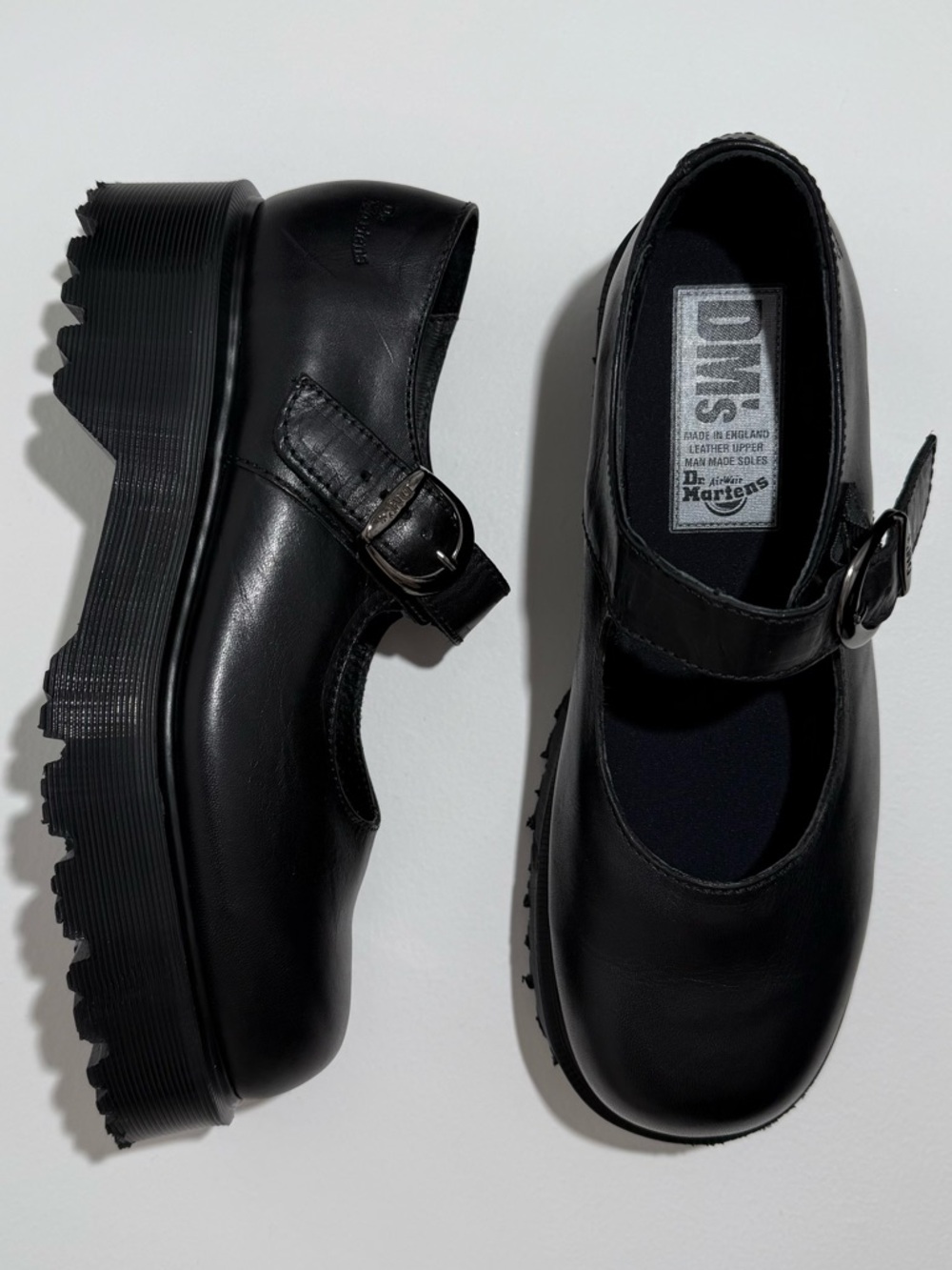 Vintage Dr. Martens Platform Black Leather Mary Janes UK 8
